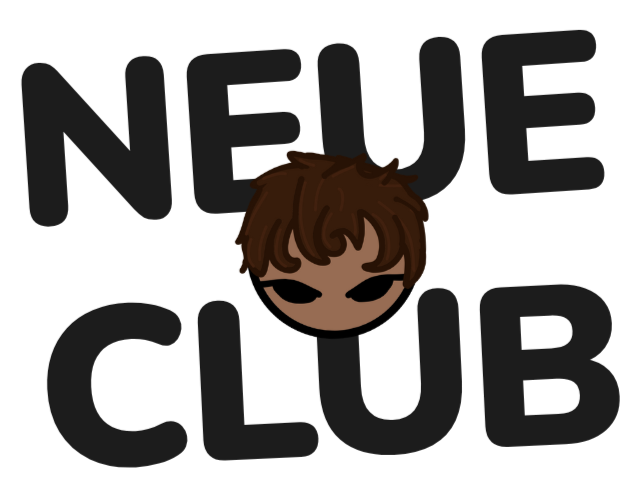 “Neue Club youth culture community and magazine, covering art, pop culture, video games, psychology, and entertainment for young people.” “Neue Club logo and branding, creative collective focused on youth culture and community projects.” “Neue Club magaz